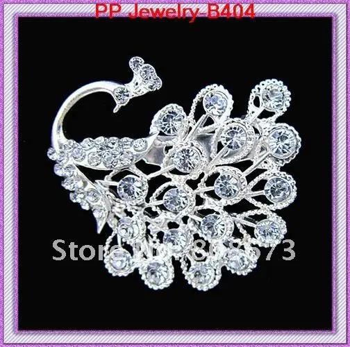 

Розничная продажа! Посеребренные Броши с красивым павлином и прозрачными кристаллами, женские булавки для воротника