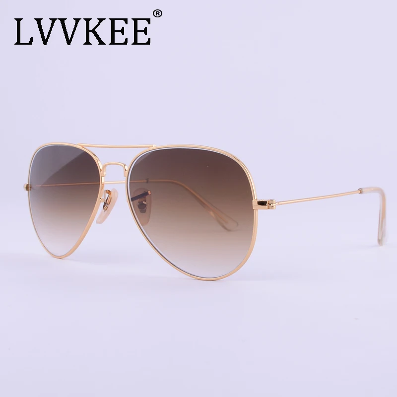 

LVVKEE brand designer top quality glass lenses sunglasses Men women 3025 brown G15 Gradient 58mm lens sun glasses UV400 100%