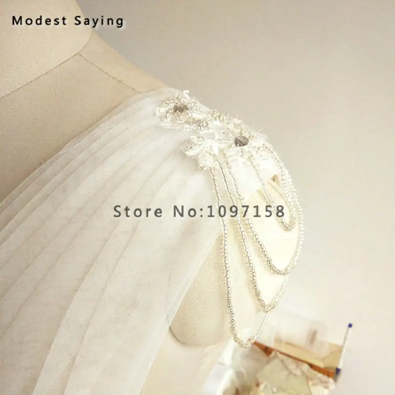 

Real Elegant Deep V Neck Tassel Shoulder Ivory Lace Wedding Boleros 2018 Bridal Cape Jackets Shawl Wraps Wedding Accessories B95