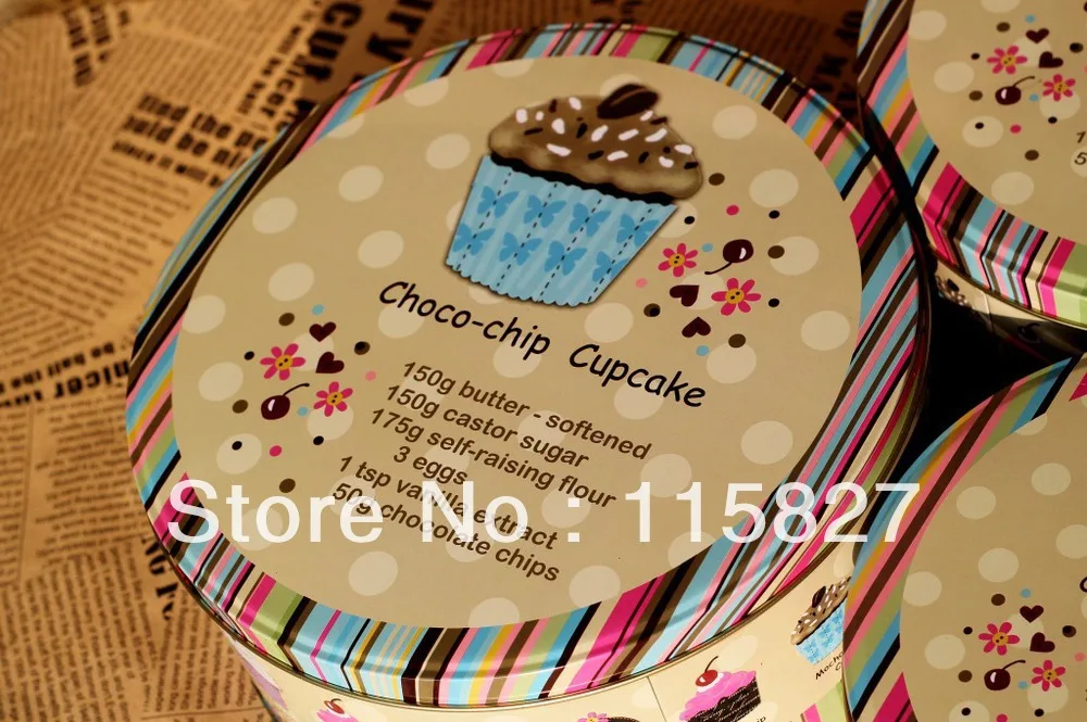 Большой размер 3 шт choco chip чехол для хранения торта и печенья круглая жестяная