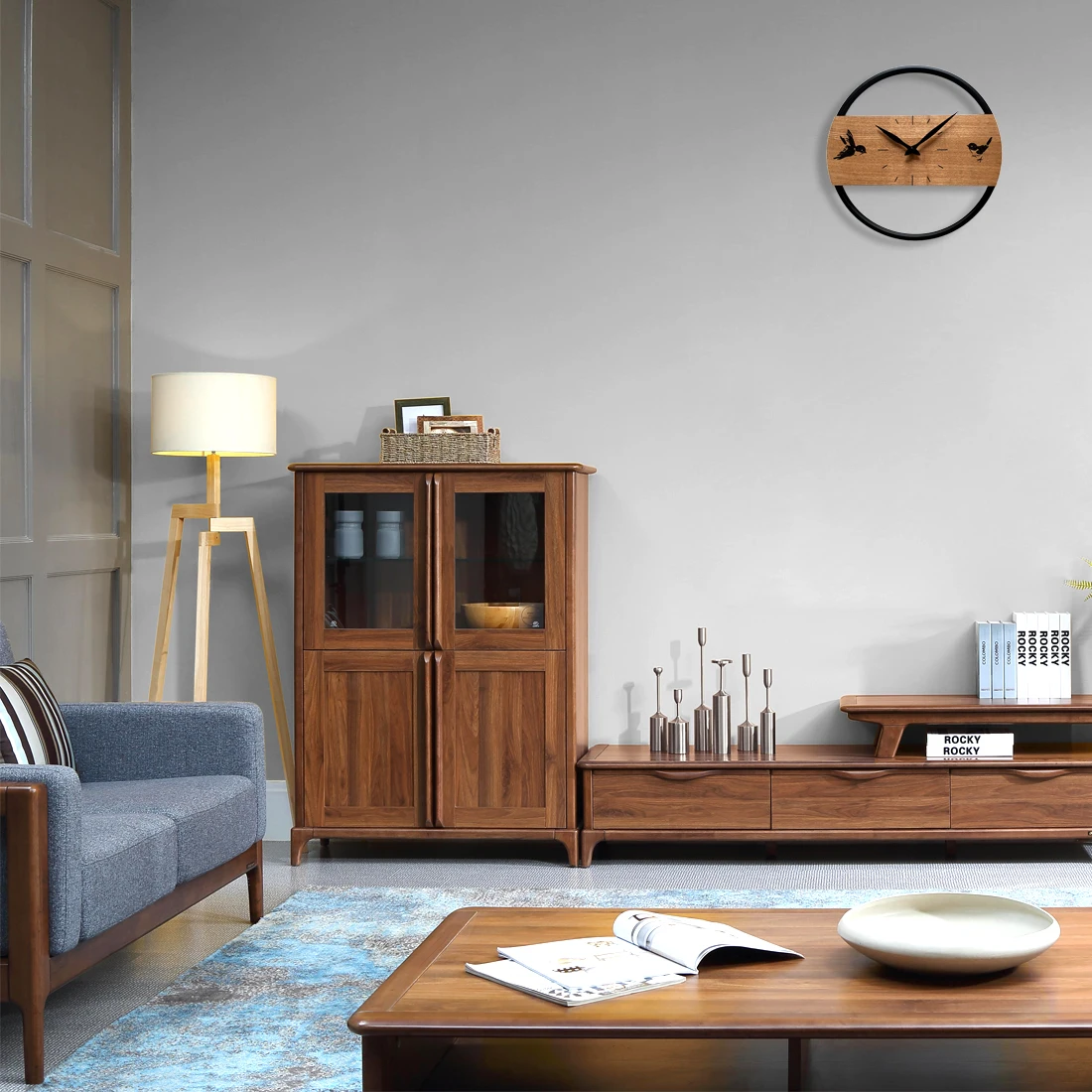 

Homingdeco 16 inch Simple Wooden Creative Nordic Style Silent Wall Clock Quartz Battery-Powered Clock For Home Decor