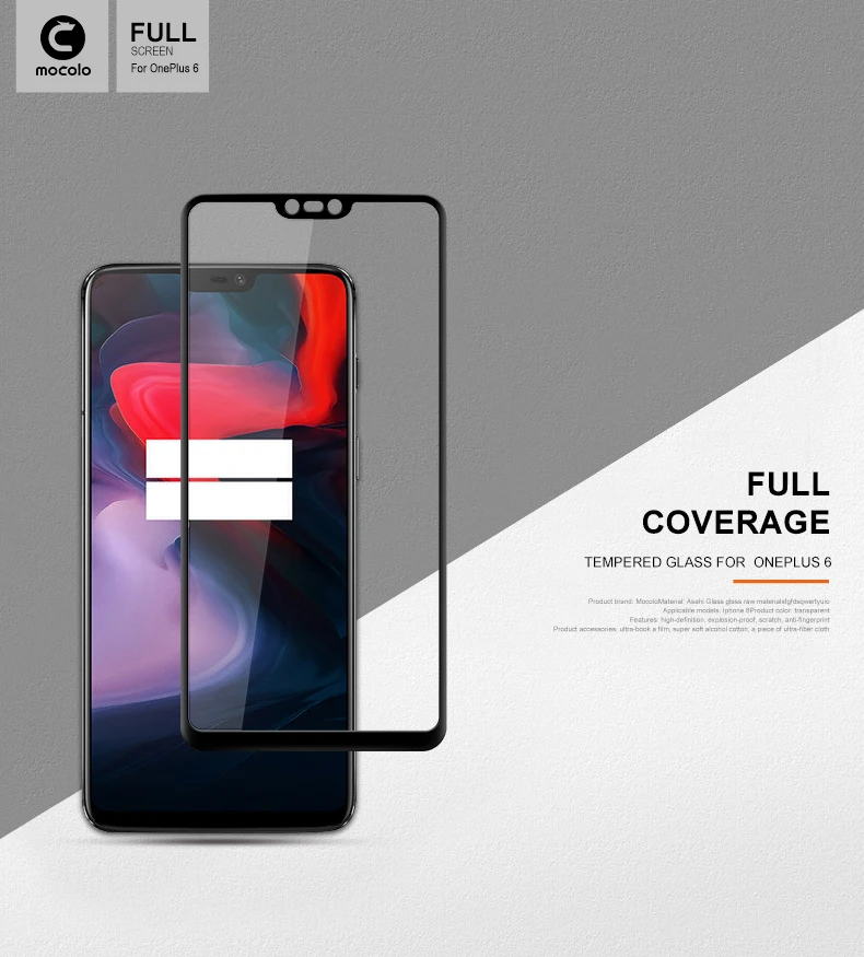 Mocolo 5D изогнутое полностью проклеенное стекло премиум класса для OnePlus 6 полное покрытие Защита экрана для One Plus 6 Закаленное стекло пленка 9H withBox
