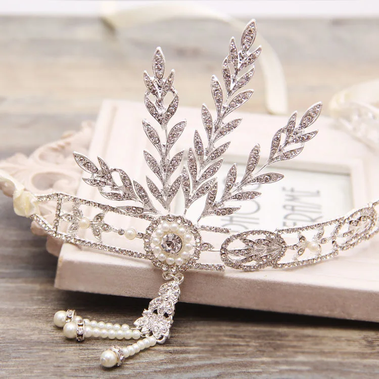 Свадебный большой Gatsby Charleston 1920 s винтажный головной убор с жемчужинами повязка на голову жемчужная Корона головной убор повязка на голову