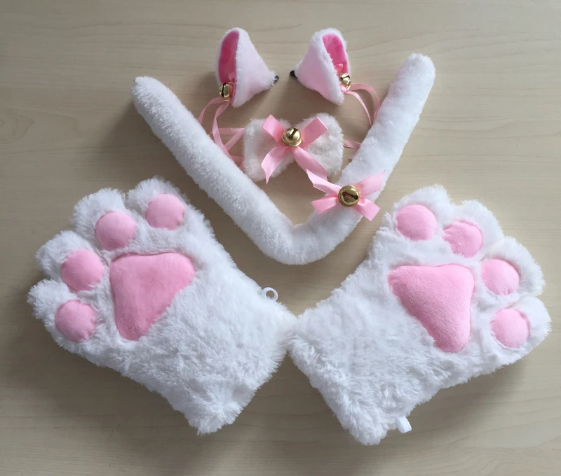 Новый аниме косплей костюм Ahri кошачьи ушки плюшевая лапа перчатки хвост
