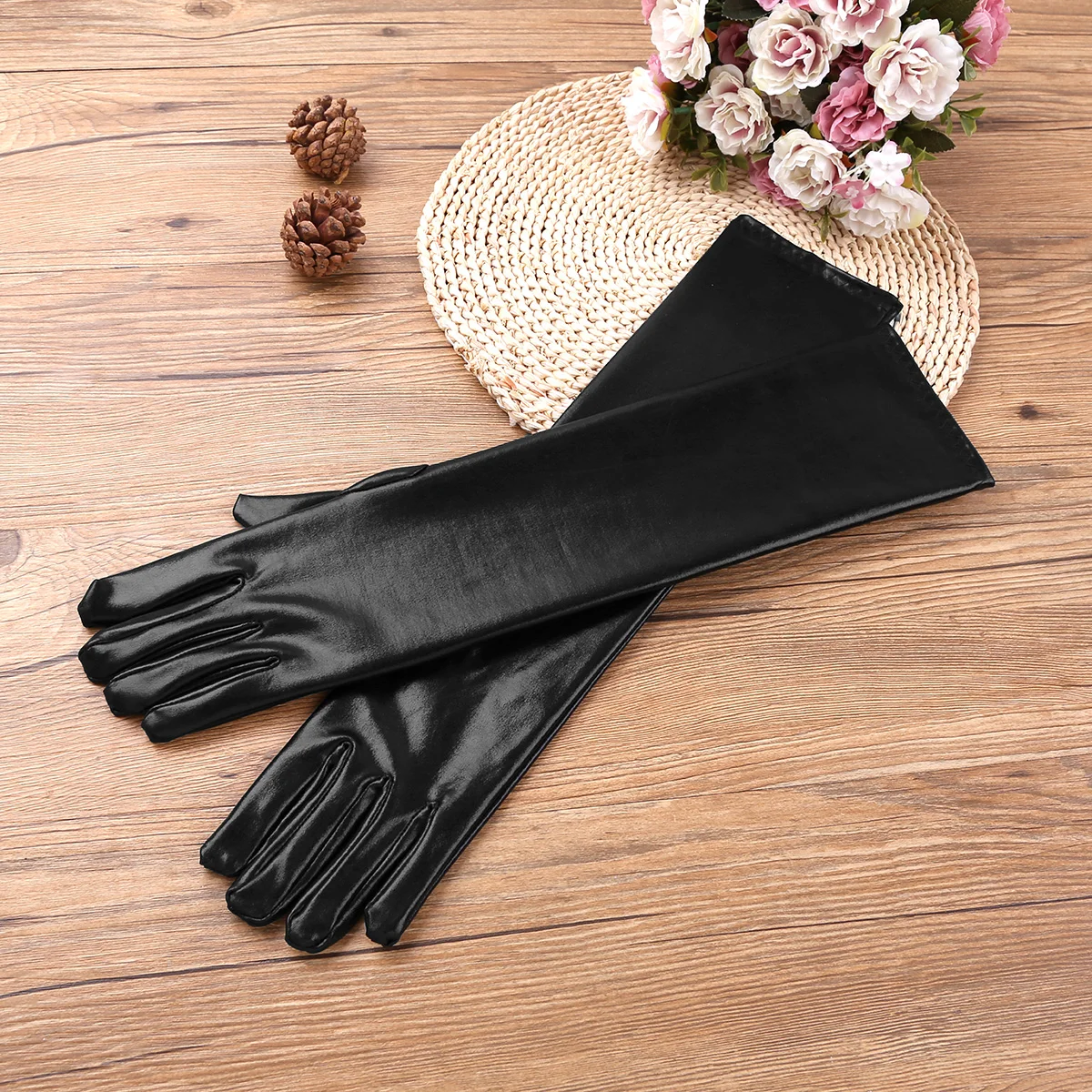 

IIXPIN Sexy Pole Dance Costumes Long Gloves Full Finger Shiny Metalic Gloves Party Evening Club Gloves Mittens Club wear Clothes