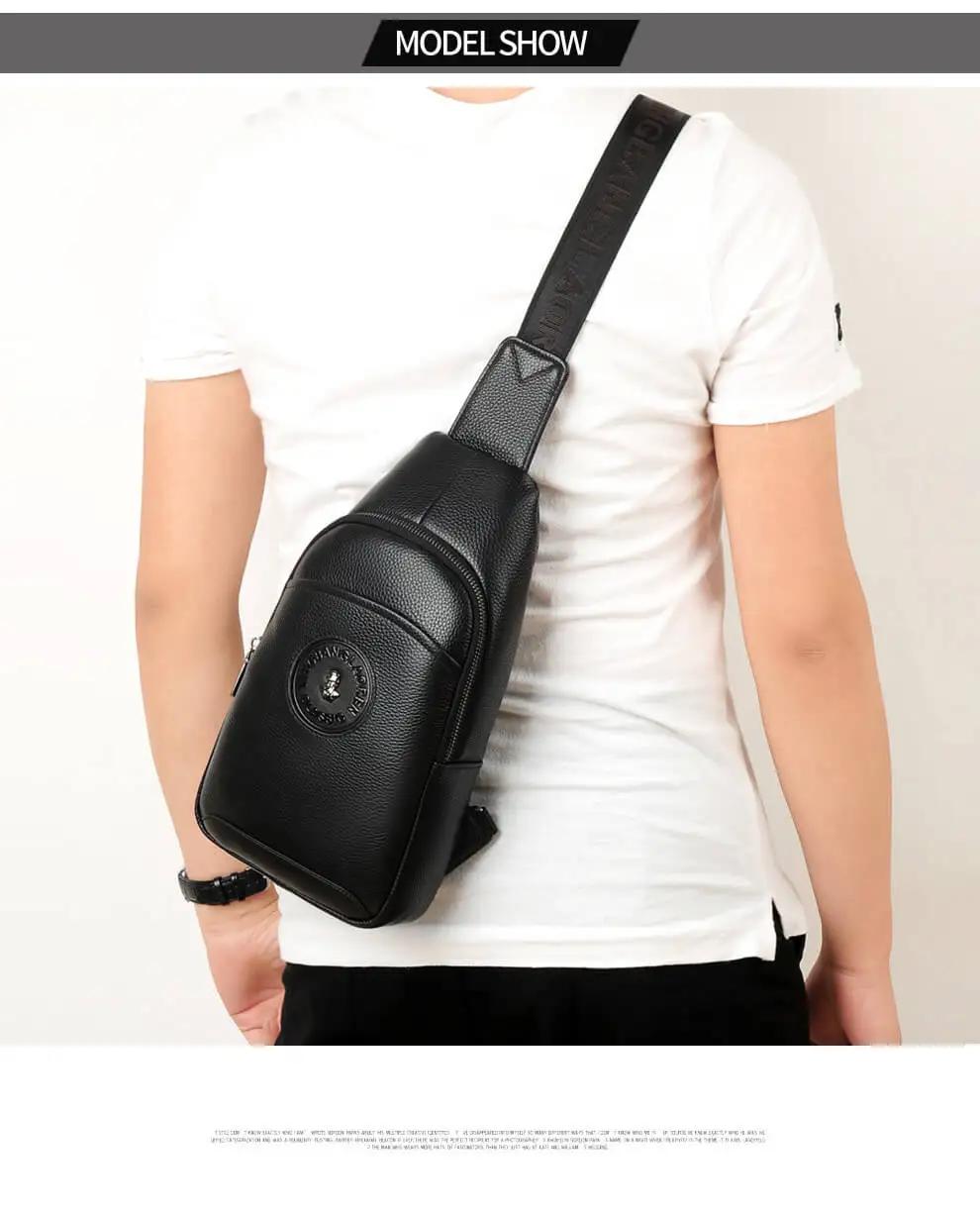 PURANI Fashion Men Chest Bag Genuine Leather Messenger Shoulder Bag Men Travel High Quality Sling Chest Pack Real Leather Bags