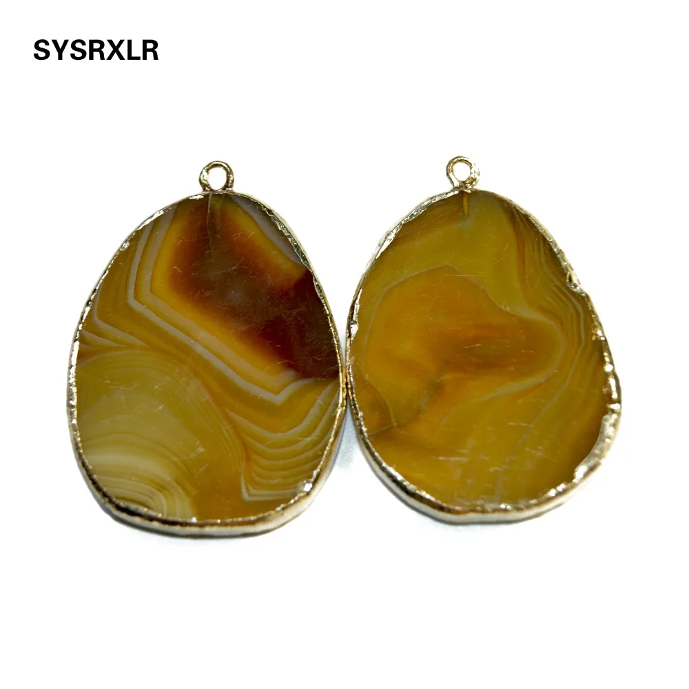 Оптовая продажа 1 шт. 3 цвета овальной уникальной формы Золотой Агат покрытием