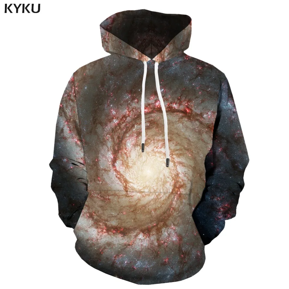 KYKU 3d толстовки космическая галактика Толстовка Мужская Пламя печатная черная
