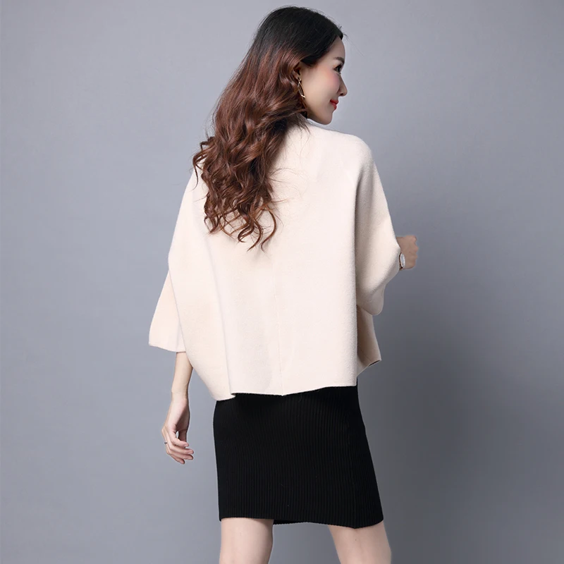 Leiouna Single Button Thick Winter Warm Overcoat Three Quarter Batwing Sleeve Female Sweater Suit Jacket Irregular New |