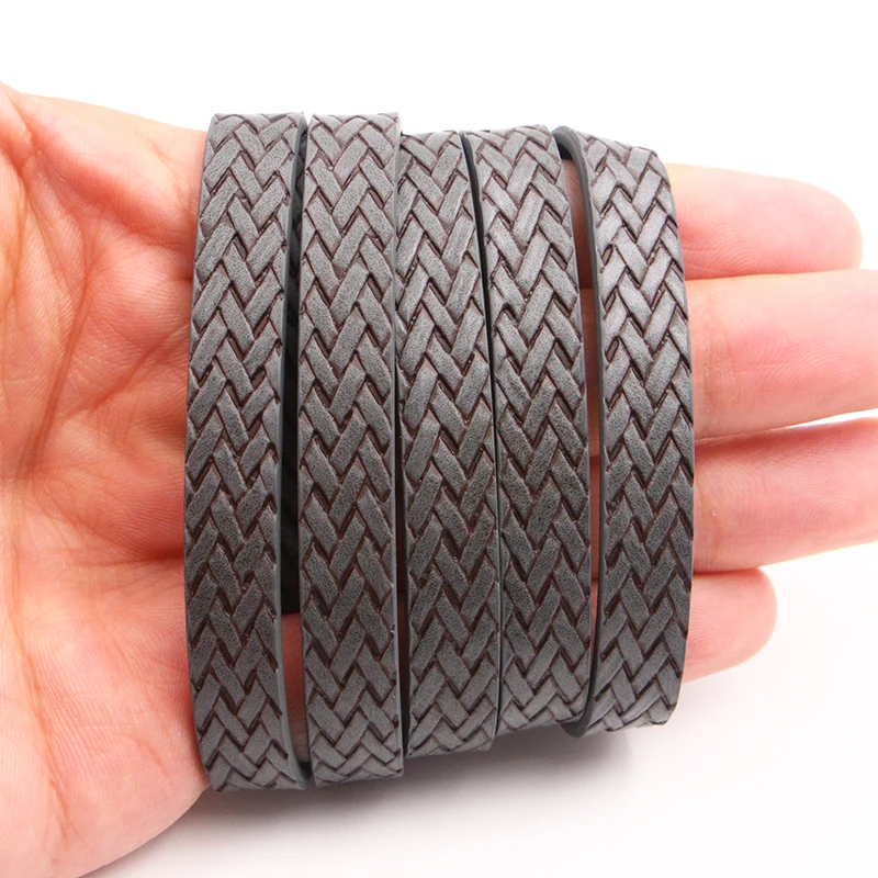 Dark Gray XCHARMS 10 мм плоский шнур из искусственной кожи плетеная веревка Diy Ювелирные изделия фурнитура аксессуары модные материалы для изготовления ювелирных изделий для браслетов - Цвет: Dark Gray