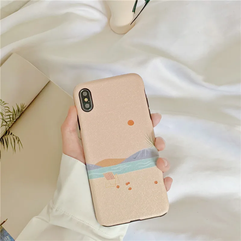 Ourpho Модный Шелковый Чехол для мобильного телефона iPhone X XR XS MAX Fashion пейзаж чехол 6 6s