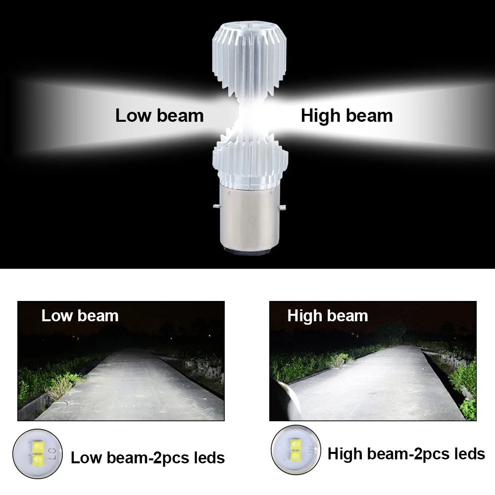 AcooSun мотоцикл BA20D светодиодный DC 12V мотороллер фара 10W 1400LM Мопед ATV фары лампы Hi/Lo