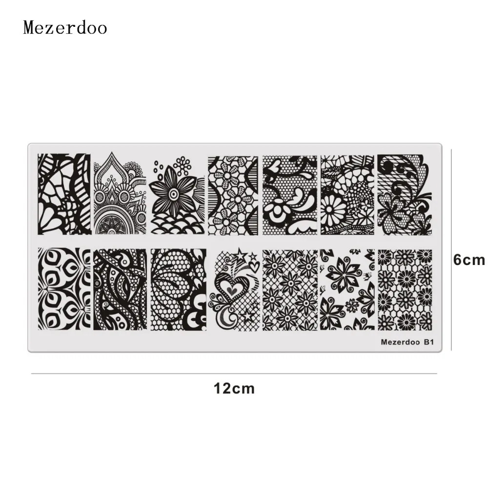 Набор для стемпинга и нейл Шаблон Прямоугольник роскошного кружева лоза чистый