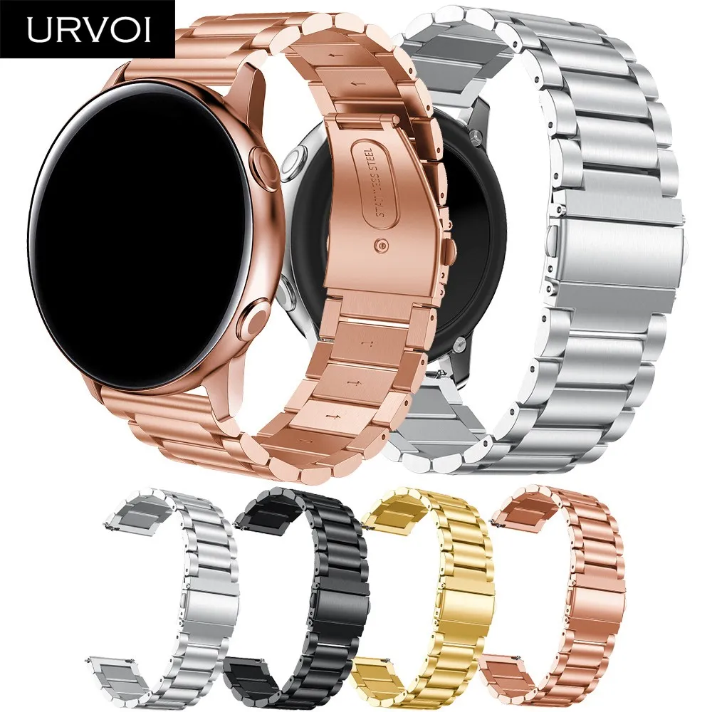 URVOI ремешок из нержавеющей стали для Galaxy Watch Active 42 46 мм, 3 ряда, откидная застежка, быстросъемный прочный ремешок на запястье