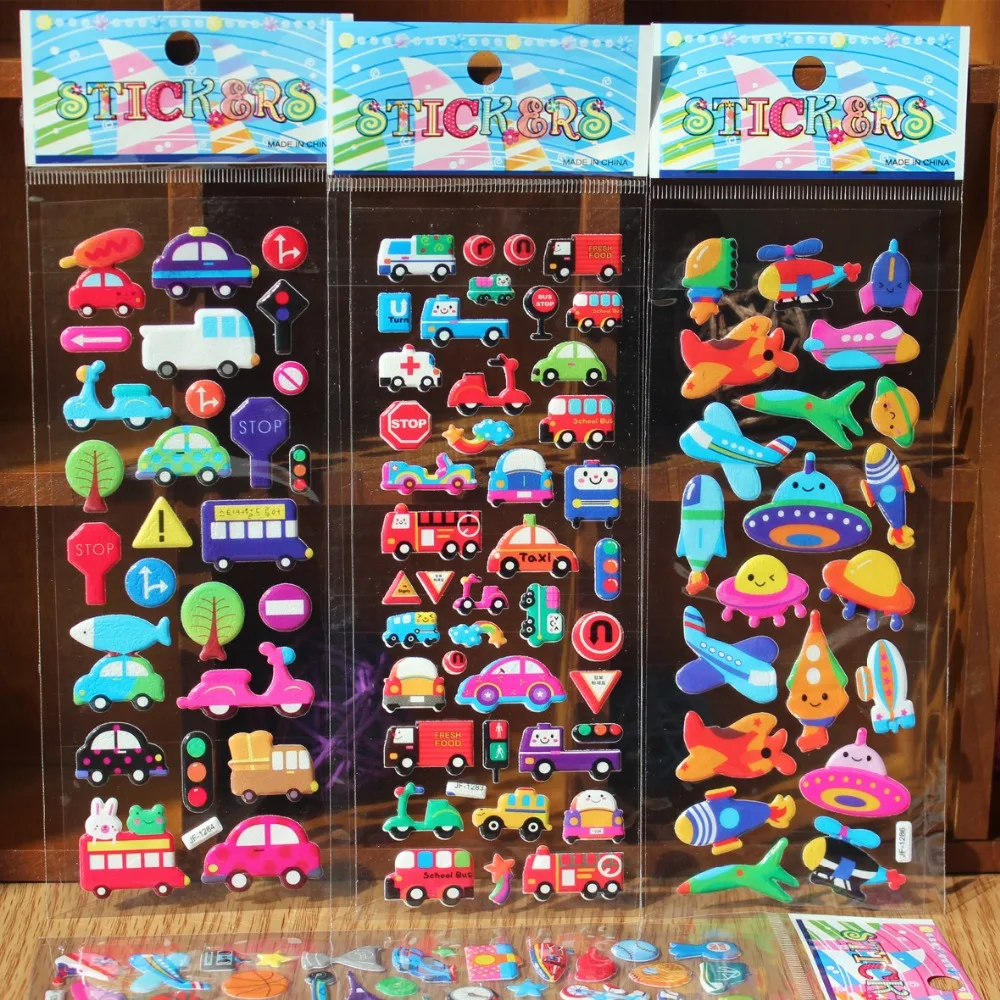 10 листов/партия 3D Картонная пузырчатая наклейка пышных наклеек для маленьких