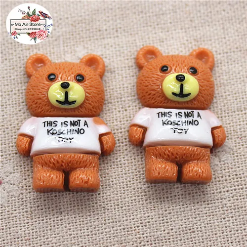 brown 10pcs 10 шт Смола милый медведь плоская спина, кабошон художественная поставка Украшение Шарм ремесло DIY 22x32mm - Цвет: brown 10pcs
