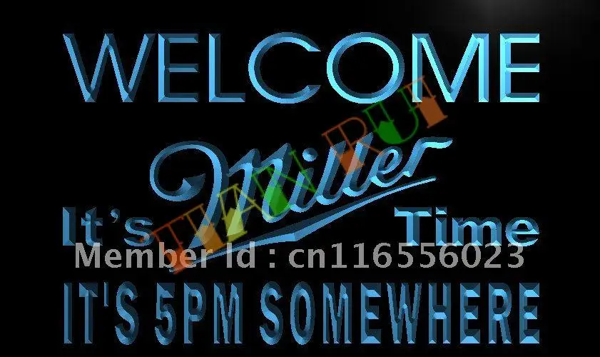 

LA673- It's 5 pm Somewhere Welcome Miller LED Neon Light Sign