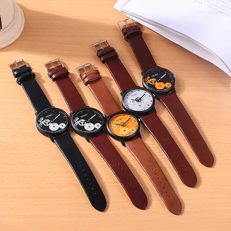 Простые часы женские кварцевые наручные кожаные браслеты модные простой