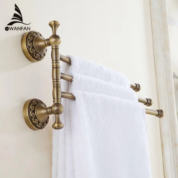 Европейская медная Золотая вешалка для полотенец туалета античная вращающаяся 3