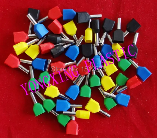 

2017 freeshipping 100pcs/lot TE7510 2x0.75mm2 Bootlace Ferrules Wire Copper Crimp Connector Insulated Cord Twin Pin End Terminal