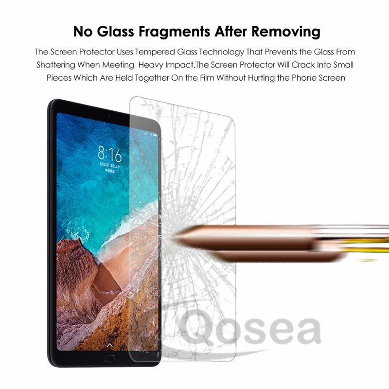 Qosea для Xiaomi Mi Pad 4 Plus пленка из закаленного стекла 9 H Ультрапрозрачная устойчивая к