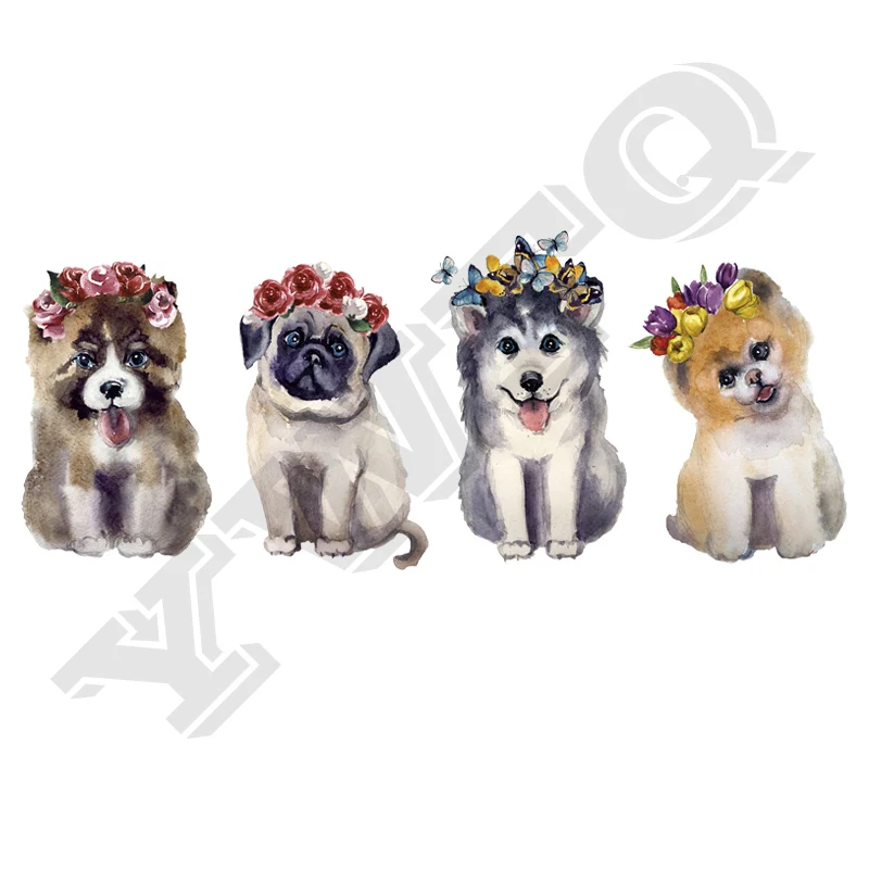 Набор из 4 нашивок с Мопсом украшение для одежды значки нового дизайна