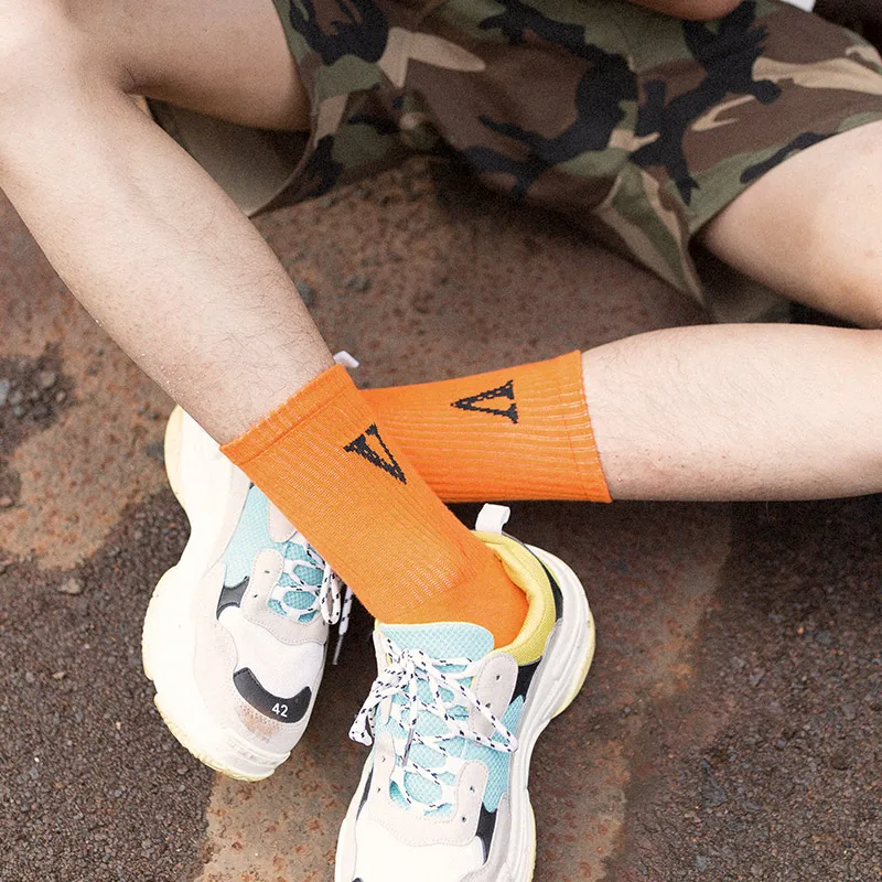 Street socks Soft Cotton Striped Printed Modern Hip-hop Cool Skateboard Harajuku Funny Socks For Couple | Мужская одежда