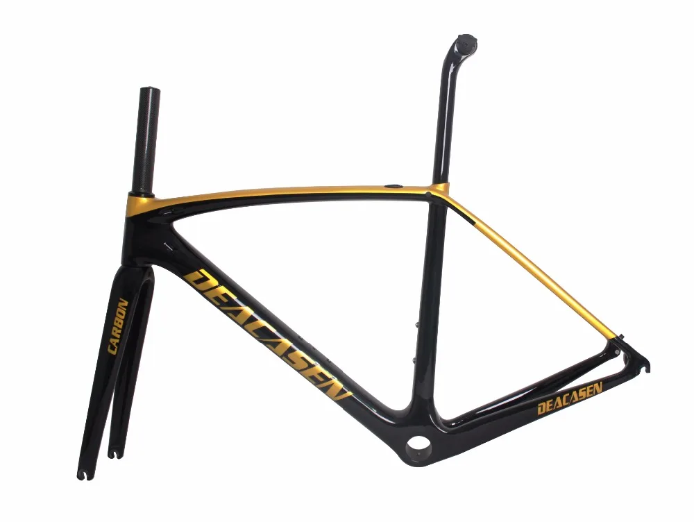 Deacasen 2018 new top sales T1000 color gold racing full carbon road frame BSA68/BB30/PF30 Carbon frameset weave UD glossy | Спорт и
