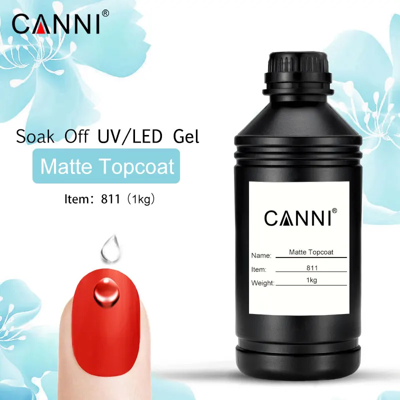 CANNI отмачиваемый гель 1 кг сырье насыпью led uv высокого качества длительный срок без вытирания Матовый верхний слой лак для ногтей 1000 г - Цвет: 811 Matt Topcoat