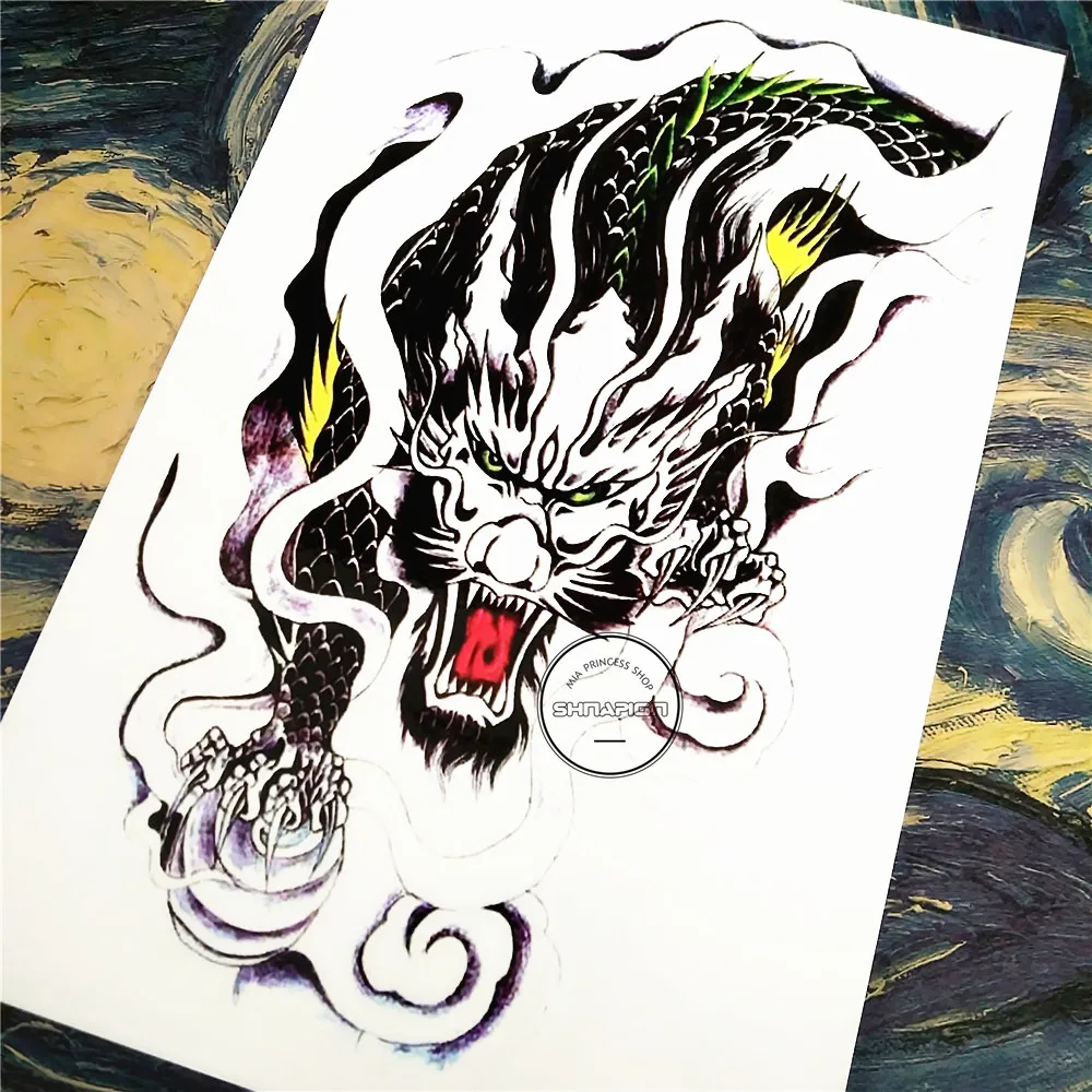 SHNAPIGN временная татуировка со скрытым драконом боди арт флеш наклейки 12*20 см