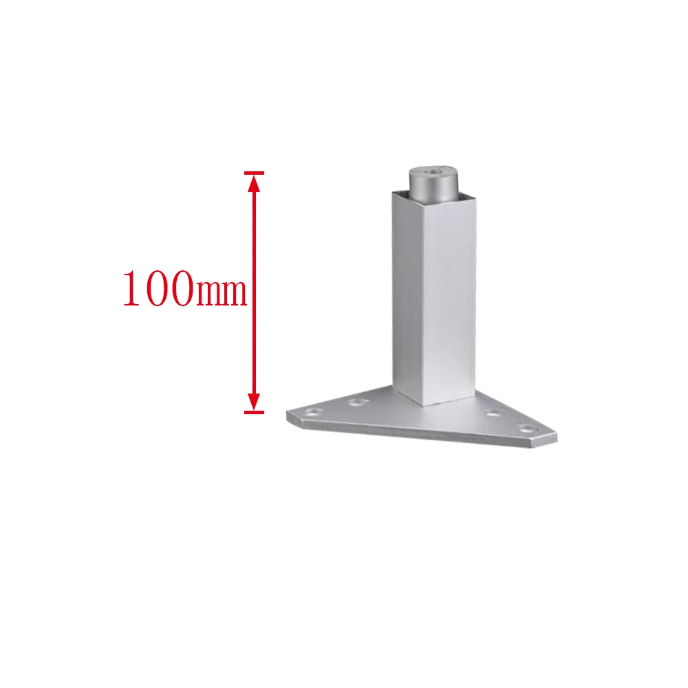 100mm Ножки для мебели из алюминиевого сплава, регулируемые ножки, серебряные квадратные ножки, ножки для шкафа, дивана - Цвет: 100mm