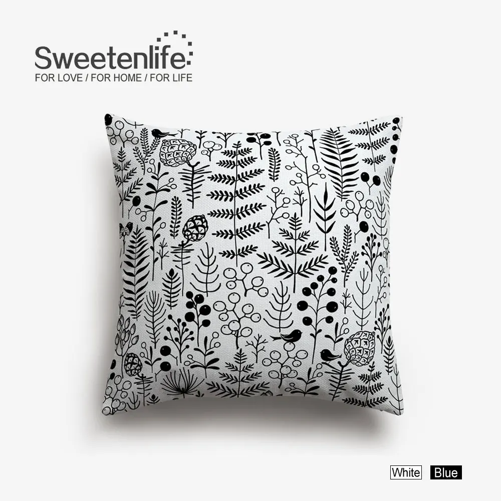 Sweetenlife креативная Подушка с принтами листьев крышка 45x45 см и 50x50 см подушка для сиденья многоцветный белый льняной Бросок Наволочка Прямая