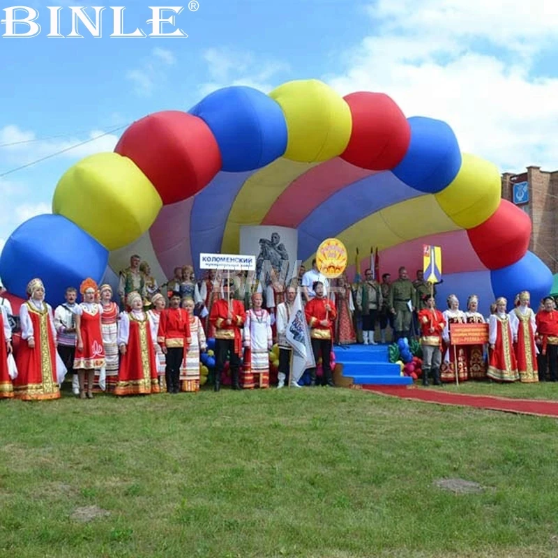 Günstig Attraktive 12m Outdoor Riesigen Aufblasbaren Bühne Abdeckung Bunte Aufblasbare Shell Zelt Festzelt Für Veranstaltungen