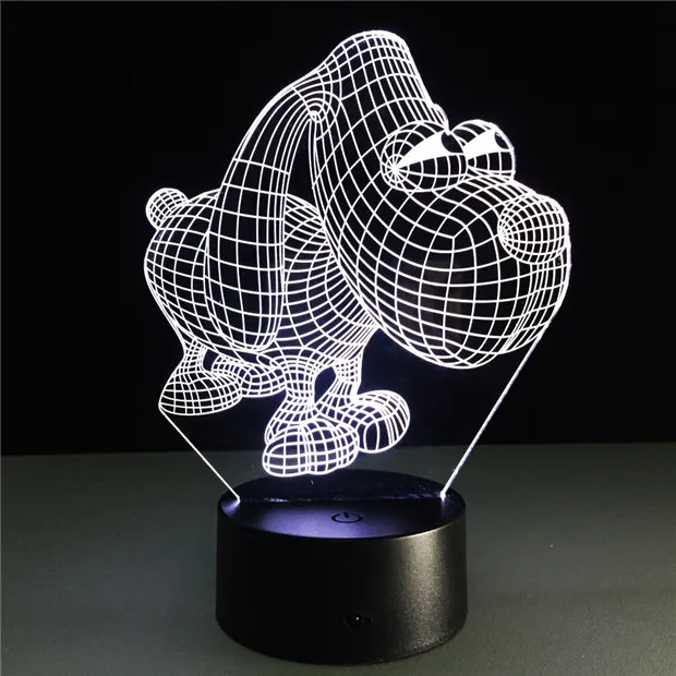 Светодиодная лампа с градиентом креативный светильник в виде милой собаки 3D