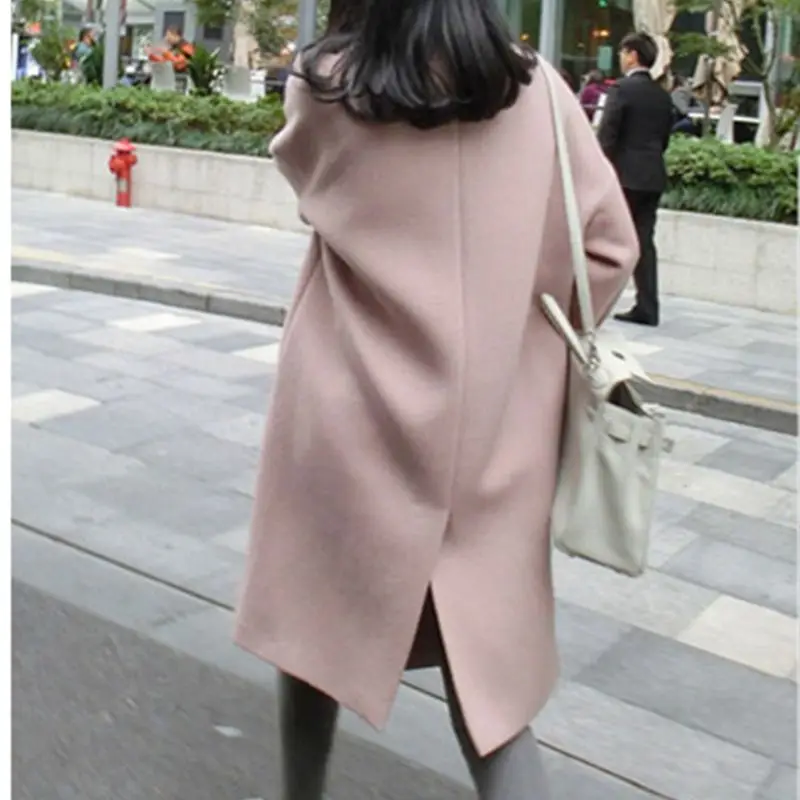 2018 осенне зимняя женская шерстяная куртка новый стиль модное розовое шерстяное