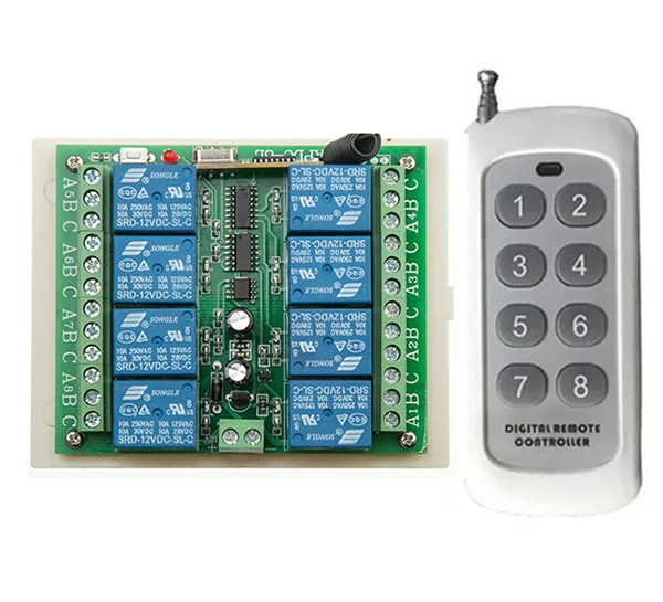 DC12V 8CH 10A RF беспроводной пульт дистанционного управления реле системы
