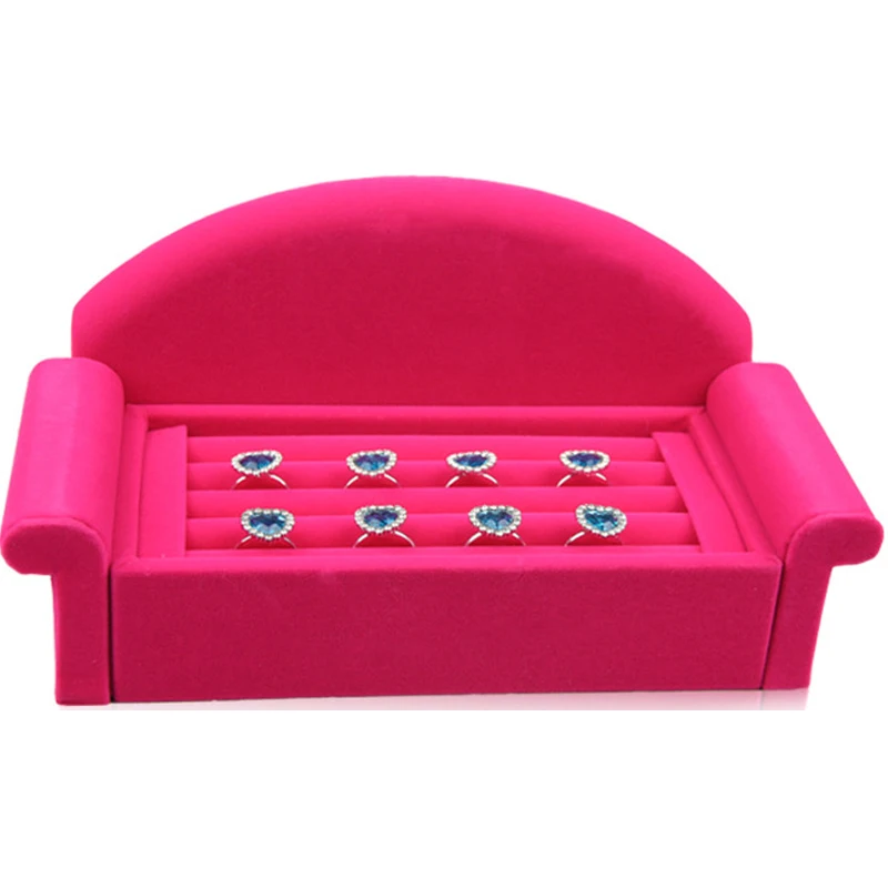 

Jewelry Display Holder Earring Ring Display Unique Sofa Shape Tray fashion Jewelry Display Racks Velvet Display Rack