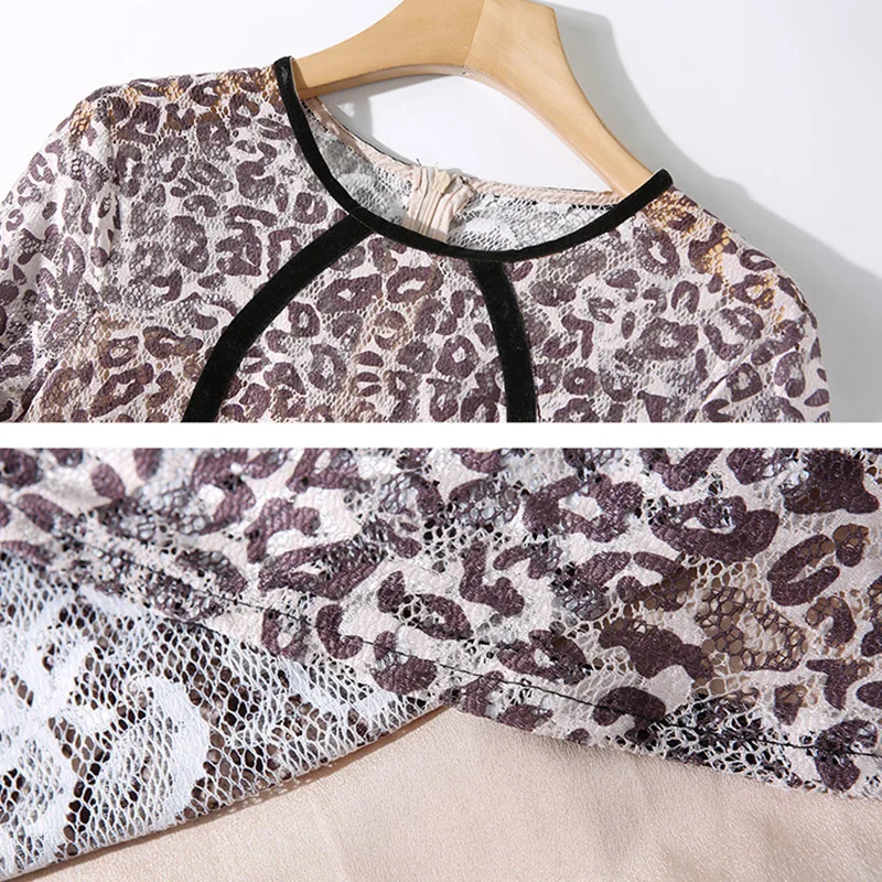 Willstage Leopard printed lace dress A line high quality Vintage Elegant Dresses splicing women 2019 Summer Autumn vestidos | Женская