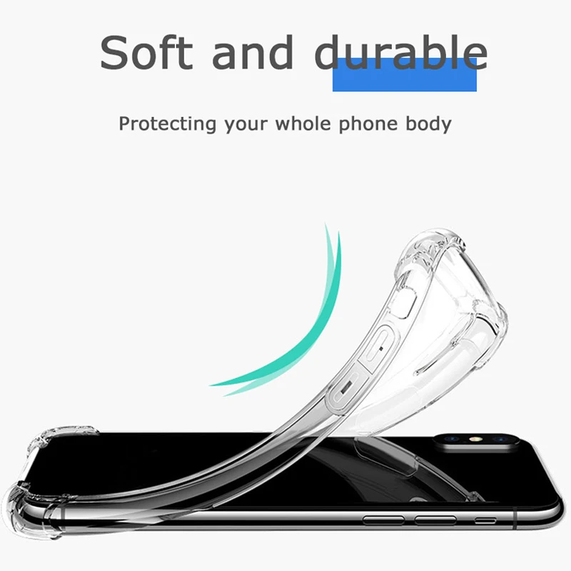 ROSINOP Airbag Transparent TPU Case For iphone 7 6 8 Original Anti-knock Soft Full Covers xs max x xr |