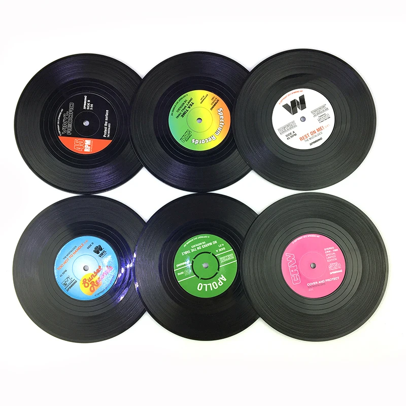 6 шт./компл. виниловые подставки в стиле ретро круглые для CD-дисков стеклянные