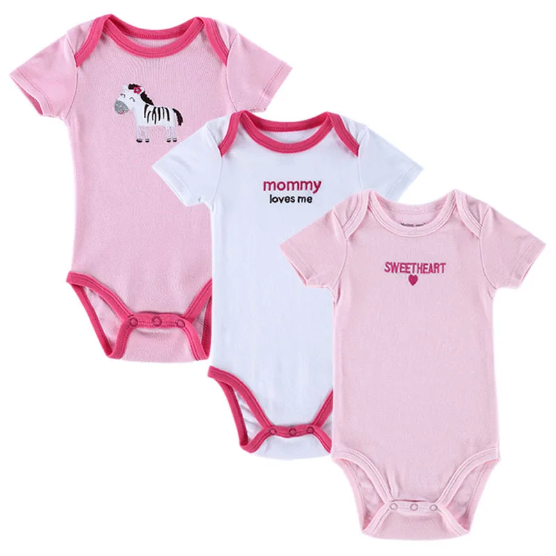 New 3PCS/LOT Baby Boy Rompers Одежда для новорожденных Set Лето Хлопок Girl с коротким рукавом