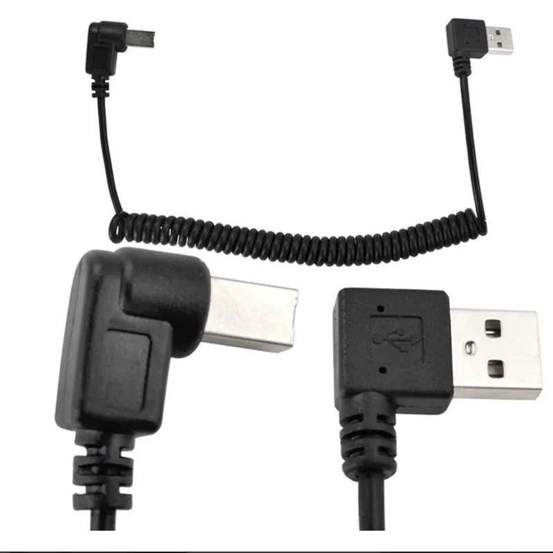 

LBSC 5Ft Спиральный USB 2,0 B правый угол папа к USB 2,0 А Угловой Штекер кабель