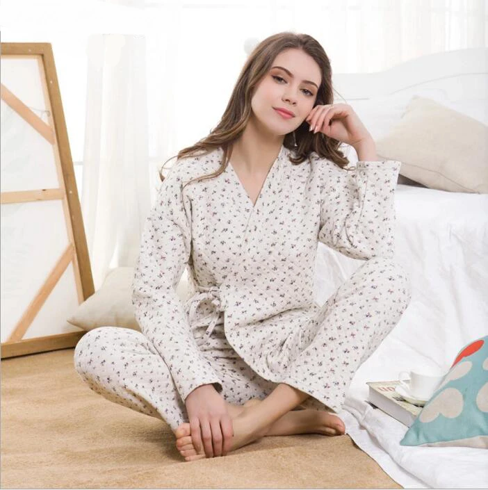 Cotton Maternity Pajamas Nursing Nightgown Breastfeeding Pregrency Pajama 2 Piece Set A185 | Мать и ребенок