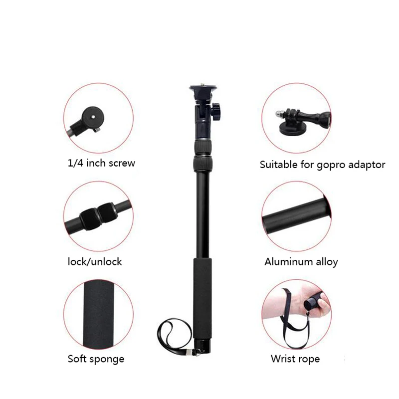 

2 in1 Handle Selfie Stick 390-865mm Monopod with Bluetooth Shutter for iPhone Android Gopro Hero DJ OSMO SJcam Action Camera