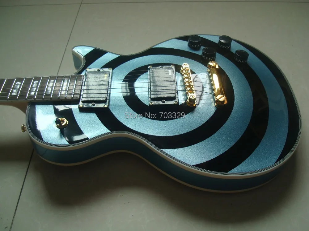 Новое поступление Phelam синий и черный zakk wylde bullseye была украдена гитара бесплатная