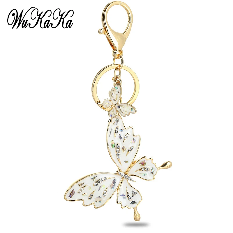 

2020 Fashion Crystal Rhinestone shell butterfly Keychain for Women's bags Decoration Pendants Accessories Car keyrings Jewelry