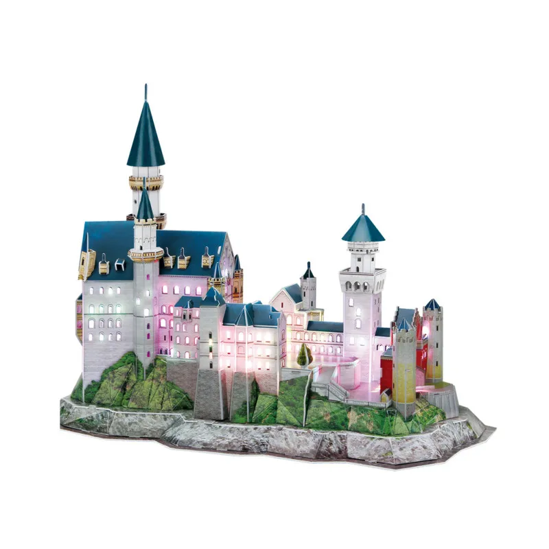 

Germany New Swan Castle 3D Building Paper Puzzle Stereo Model Boy Girls DIY Creative Blocks Toys with LED Lighting