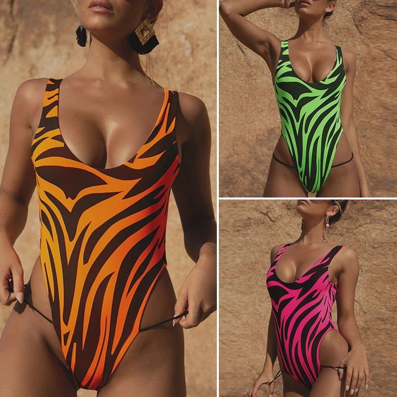 Комплект бикини с треугольным вырезом пуш ап боди цельный новый принтом зебры
