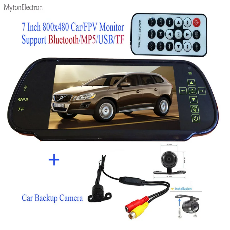 Автомобильное Зеркало с монитором Bluetooth MP5 TF USB 800x480 7 дюймовый экран + запасная
