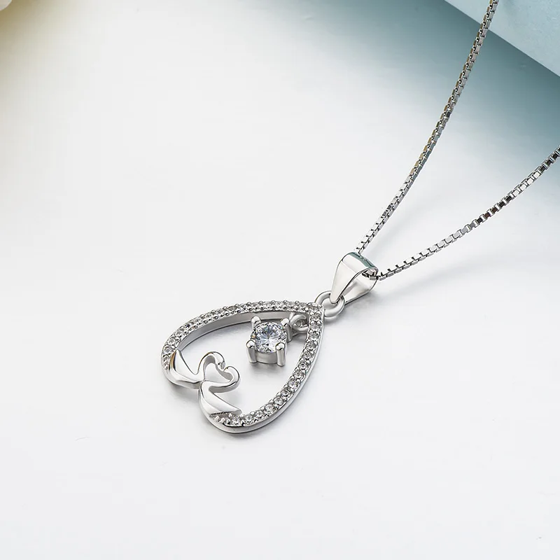 Sterling Silver Necklace Pendant Women Jewelry Swan Love Gift Chain 925 with Box 18K Gold Plated Anniversary | Украшения и